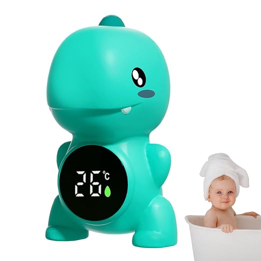 Bath Thermometer – ABS 12×7cm | Little Dinosaur Digital LED Water Temperature Display | Floating Bath Safety Thermometer for Newborns Boys and Girls Shower and Tub Use