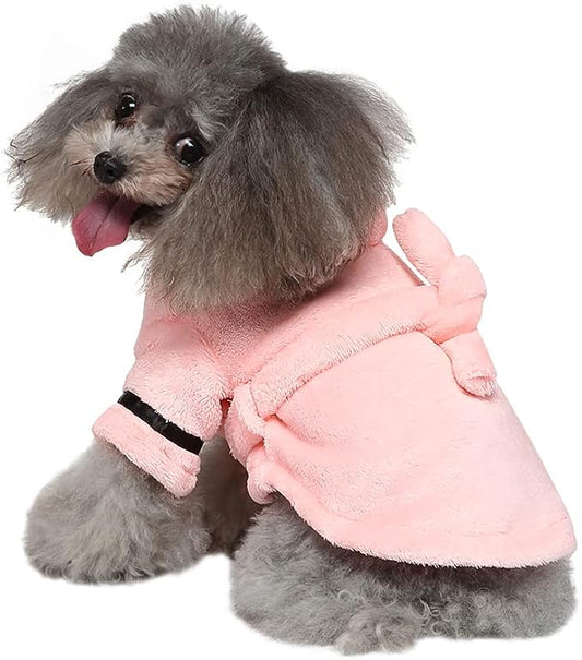 Dog Bathrobe Thicken Pet Drying Coat Super Absorbent Puppy Bathrobe Towel Hooded Towel Robe for Small Dog Cat