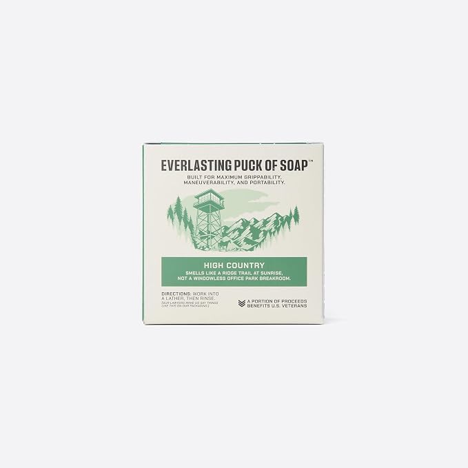 Duke Cannon Supply Co. High Country Men's Soap Puck - 5 oz - Forest Air + Birchwood Scent - Disc-Shaped, Triple-Milled Men's Bar Soap - Hydrating & Deep-Cleansing Bath Bar