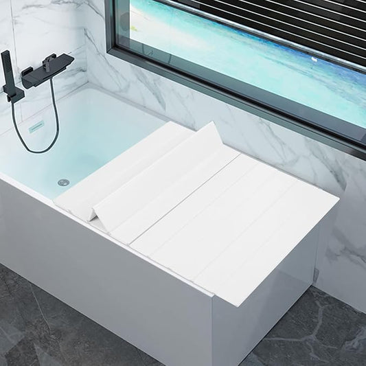 Bathtub Tray, 59x31.5in Foldable Bathtub Cover Bath Insulation Cover, PVC Dustproof Shutter Bath Lid Cover Fit Most Tubs, Can Hold Wine Glass, Books