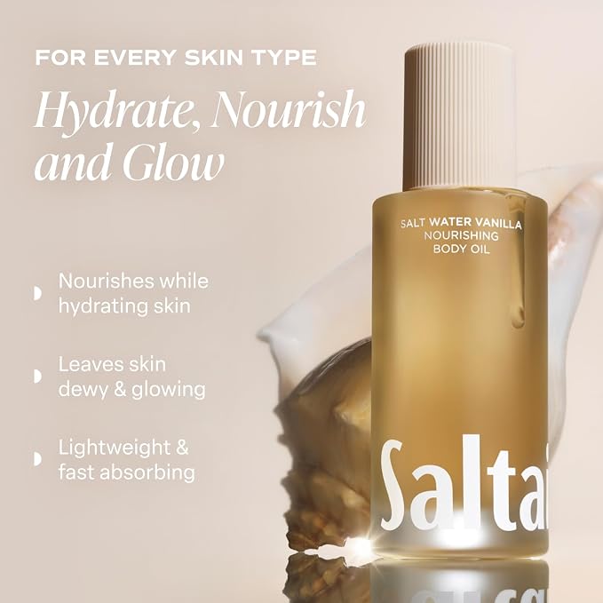 Saltair Body Oil - Luxurious Salt Water Vanilla After Shower and Bath Oil for Women and Men. Botanical, Non-Greasy, Well-Absorbing Moisturizer for Hydrating Dry Skin – 4oz Pump Bottle (Pack of 2)