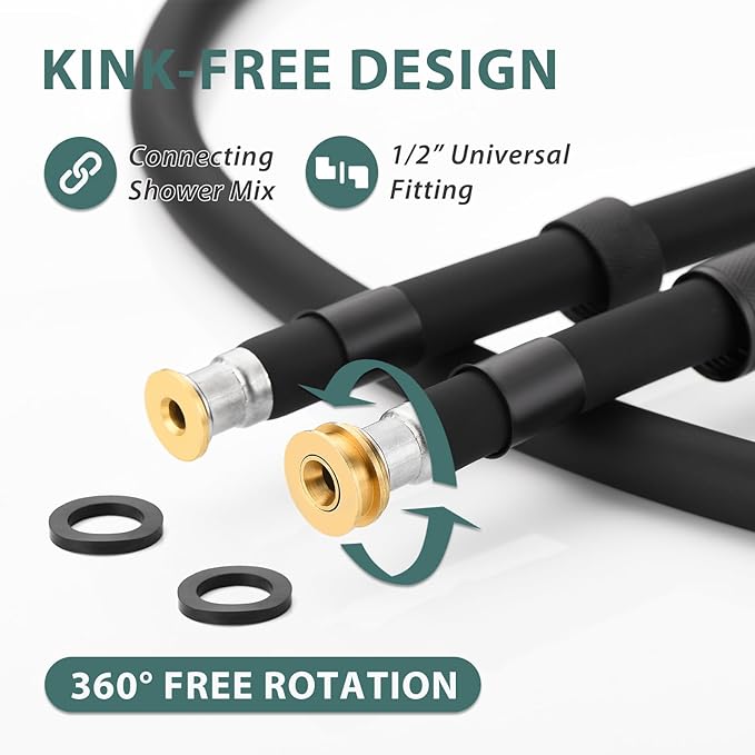 39 Inches Short Silicone Shower Hose Replacement Black | 1m Shower Head Hose Extra Long,Used In Showerhead,Spray Bidet,Bathing Toilet.High Pressure Flexible RV Shower Hoses G1/2