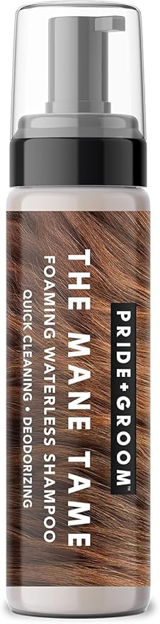 Pride and Groom The Mane Tame Dog Dry Shampoo – Waterless Foam for Dogs and Cats Made in USA for a Rinse Free Cleanse and to Eliminate Odor in Between Baths On-The-Go – 7.1 fl oz