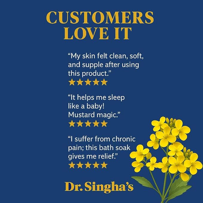 Dr. Singha's Mustard Bath Soak – Aromatherapy Bath Salts with Mustard Seed & Essential Oils for Muscle Relaxation, Stress Relief & Soothing – Epsom Salt Alternative, 16 oz