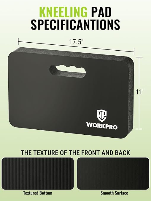 WORKPRO Extra Thick Kneeling Pad, 2 Pack, 17.5 x 11 x 1.5 in, Black | Soft NBR Foam Cushioning for Knee, Large Foam Kneeler Mat, For Gardening, Bathing Baby, Exercise, Workout Supplies