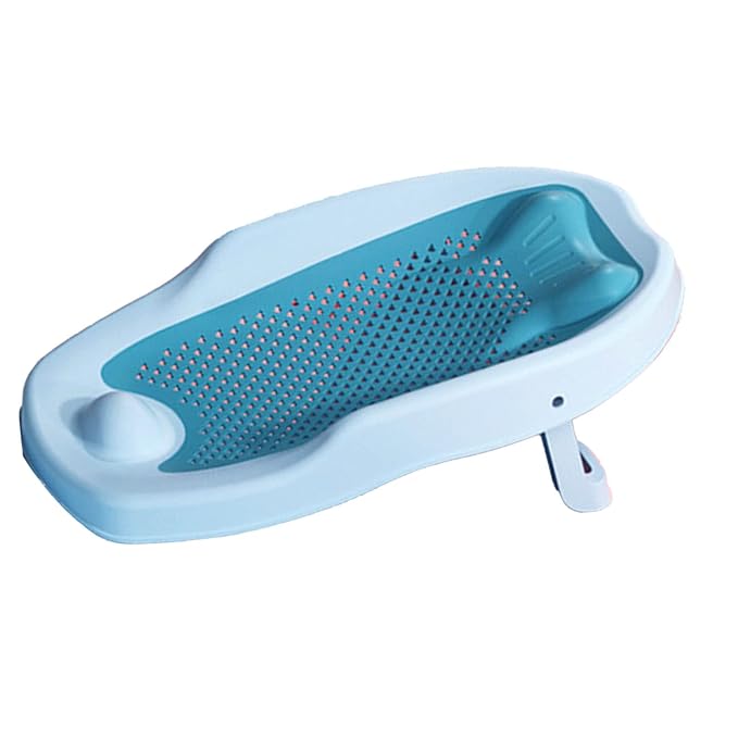 Baby Bath Support Seat Non Slip Infant Shower Tub Soft Mesh Bathtub Cushion for Newborns Toddlers Safe Comfortable Bathing Blue PP TPE Material Bathtub Reticulation Design