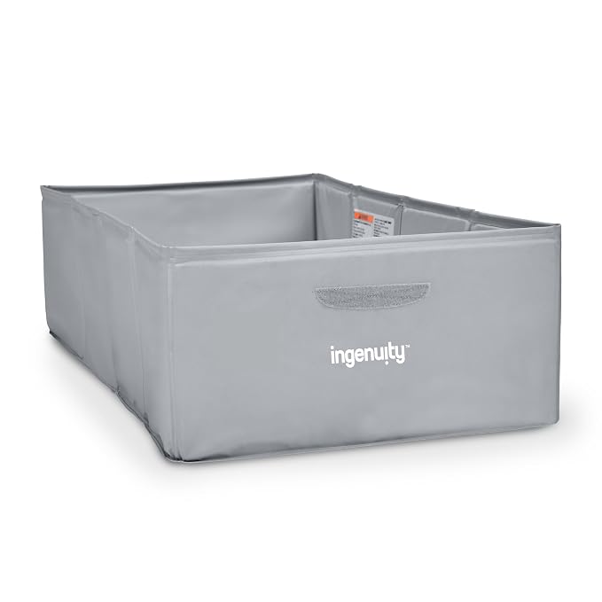 Ingenuity Tuckaway Toddler Folding Tub, Converts Shower to Tub, Folds to Store, Easy to Clean, No Assembly Required, Portable Baby Bathtub for Travel, 12M-5Y, Gray