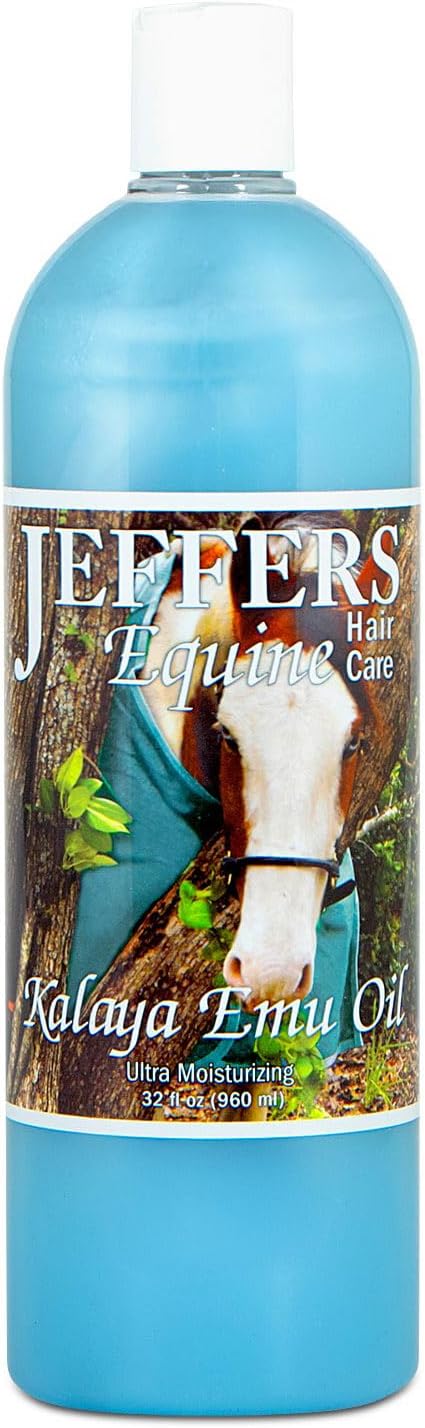 Jeffers Equine Kalaya Emu Oil Horse Shampoo, 32 oz – Soap & Detergent Free, Coconut Base Moisturizing Concentrated Shampoo for Horses, Gentle Formula for Sensitive Skin, Grooming & Soft Coat Care
