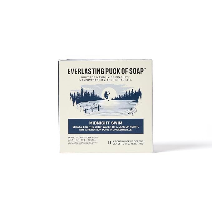 Duke Cannon Supply Co. Bar Soap Puck - Men's Rounded Bar Soap with Masculine Scents - Disc-Shaped Mens Soap - Hydrating & Deep Cleaning - All Skin Types - Midnight Swim, 5 oz