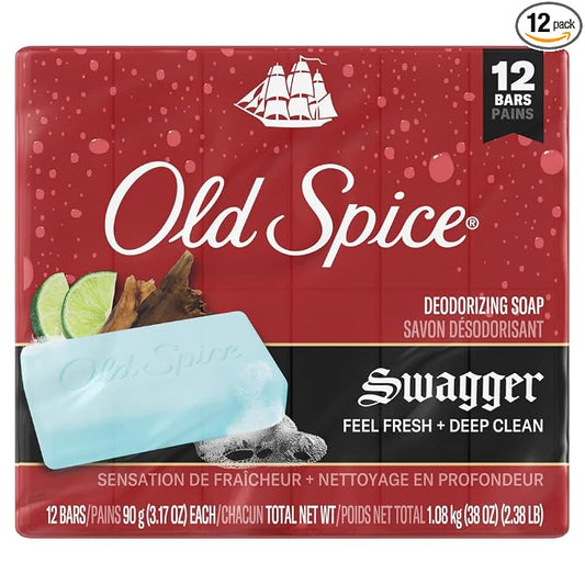 Old Spice Men's Bar Soap Swagger, 3.17oz (12 Bars Total)