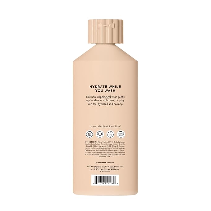 Billie Bounce,Hydrating Body Wash,Hyaluronic Acid + Peptides,Hydrating & Replenishing,18Fl Oz,(Pack of 2)