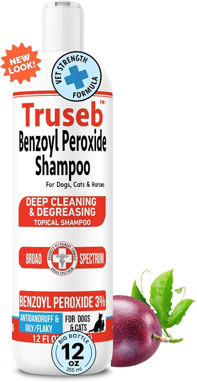 All Natural Medicated Benzoyl Peroxide 3% Shampoo for Dogs, Cats,Horses Helps Relieve Folliculitis, Dandruff, Psoriasis, Seborrheic Dermatitis, Itchy Scalp(3% Benzoyl Peroxide) Passion Fruit Scent