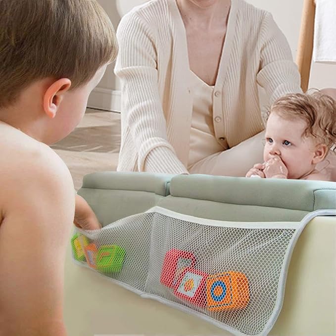 BRH Baby Bath Kneeler & Elbow Rest pad Set for Bath Toys,Baby Bathtub – 1.5 inches Thick Cushion, Non-Slip, 4 Mesh Pockets, Baby Essentials knelling pad, Baby Bath mat