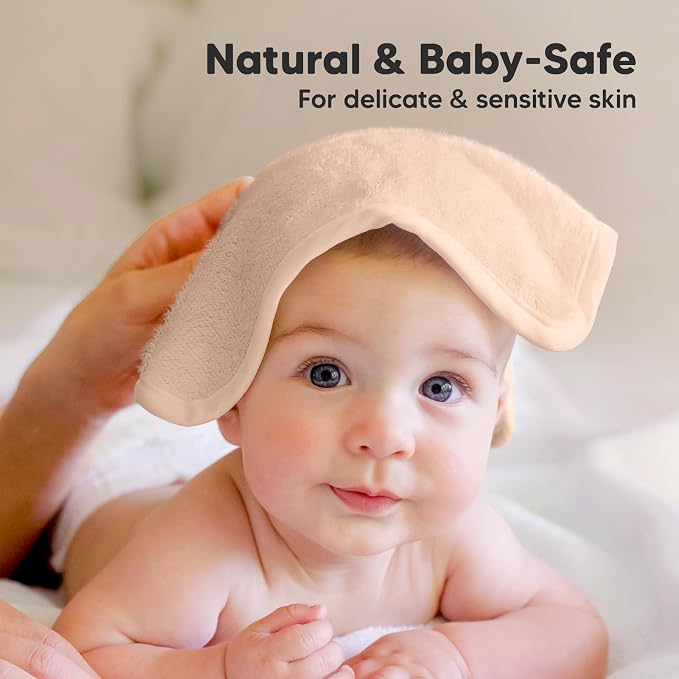 6-Pack Baby Washcloths, Soft Absorbent Washcloths for Face, Body (Peachy) | Viscose from Bamboo Washcloths, Baby Towels, Newborn, Kids, Toddlers, Infant, Gentle on Sensitive Skin, 10x10, Reusable