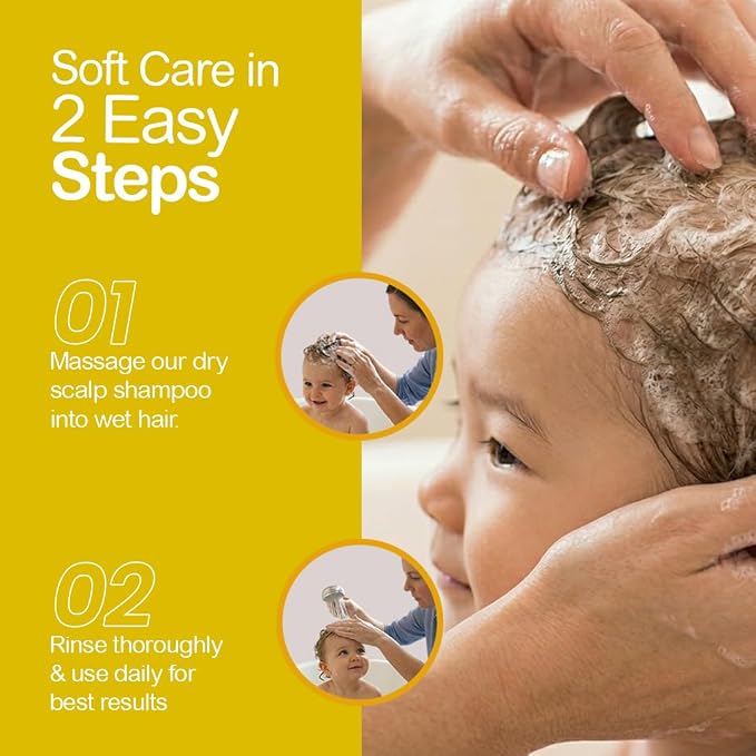 Bella B Bee Gone Cradle Cap Shampoo 8oz (2-Pack), Natural & Organic Baby Shampoo Made with Aloe Vera, Oatmeal & Vitamin E | Ideal for Cradle Cap Treatment, Natural Dry Scalp Treatment & Hypoallergenic