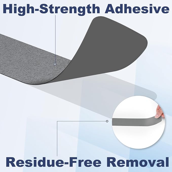 Gecork 14 PCS Shower Floor Non Slip Stickers with Strong Adhesive, Invisible & Durable Anti Slip Shower Stickers with Scraper for Bath Tub, Pools and Stairs, Grey, Wide Rectangle