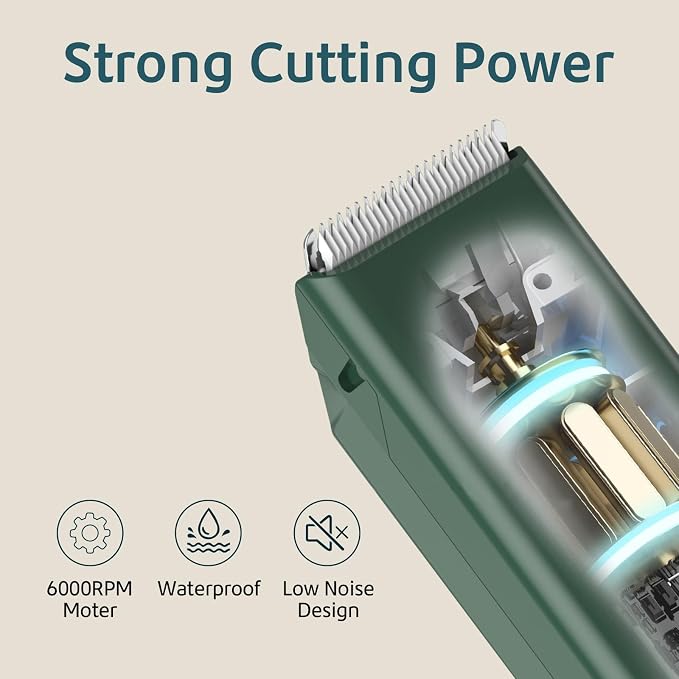 Dog Clipper Pet Grooming Kit Low Noise, Rechargeable Cordless Pet Shaver Waterproof Hair Trimmer for Small, Medium Dogs Cats Animals