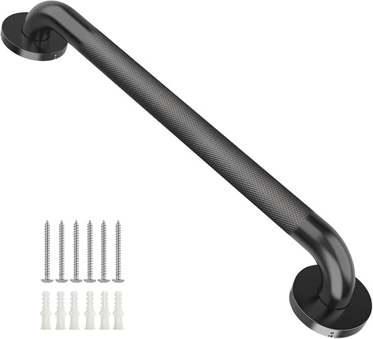 Shower Grab Bars for Seniors, 24 Inch Matte Black Bathroom Handle for Wall, Stainless Steel Anti Slip Bathtub Safety Bar, ADA Compliant 500 LBS Hand Rail for Elderly, Handicap