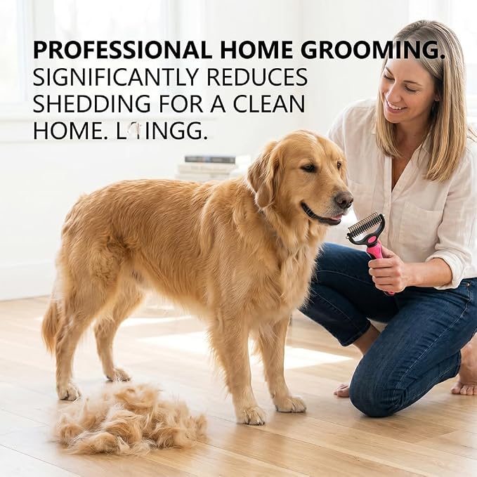 Deshedding Brush for Dogs and Cats: Undercoat Rake Pet Brush for Long Hair - Dematting Comb Removes Tangles Knots and Loose Fur, Grooming Tool for Thick Coats (blue, L+L)