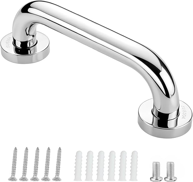 Shower Grab Bars for Bathroom, 10 Inch Handicap Grab Bars, 304 Stainless Steel Safety Bars for Shower and Bathtub, Shower Handle for Senior, Elderly, Handicap
