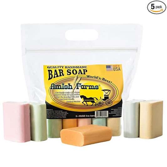 Amish Farms Natural Bar Soap Variety Pack, Moisturizing Soap Bars - 5 Bars