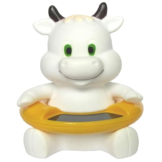 Baby Bath Thermometer, White Cow Baby Bath Thermometers, Floating Animal Toy Fun Thermometer for Bathtub