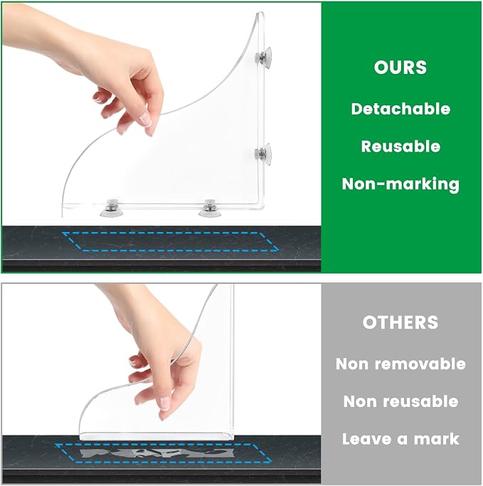 Daily Treasures 2Pcs Removable 9.06"x7.87" Shower Splash Guard with Silicone Sucker, Reusable Splash Guard for Shower, 3MM Thickened Bathtub Splash Guard,Detachable Bathtub Splash Guard for Tub