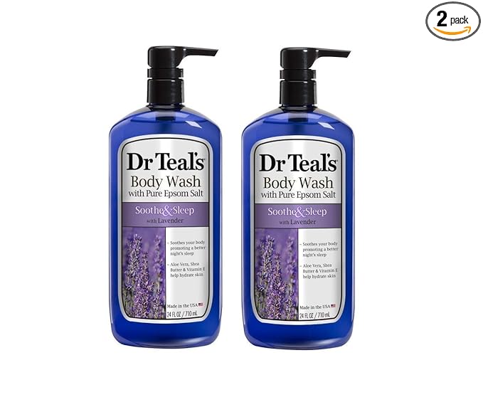 Dr. Teal's Lavender Body Wash Gift Set (2 Pack, 24oz Ea.) - Soothe & Sleep Lavender with Essential Oils Blended with Pure Epsom Salt - Ease Aches & Pains, Alleviate Daily Stress at Home