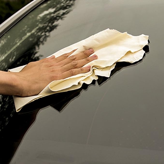 Chamois Drying Cloth Car Drying Towel Real Leather Super Absorbent Fast Drying Natural Chamois Car Wash Cloth Accessory (17.7" x 23.6")