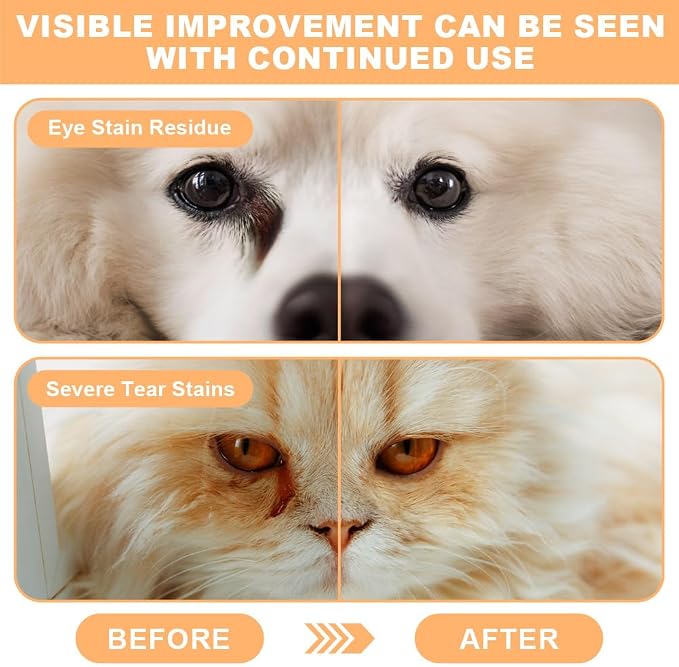 AOMIG Tear Stain Remover for Dogs and Cats, Natural Gentle Pet Eye Cleaner Balm with Brush, Safe Professional Daily Eye Care for Tear Stains Gunk, Relief Dry Reduces Rednes, 1 oz