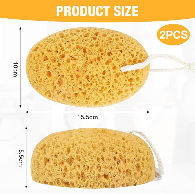 Flintronic 2PCS Bath Sponge, Large Shower Sponge for Women Men, Exfoliating Body Sponges with Dense Foam for Gentle & Deep Cleansing, for Sensitive Dry Skin