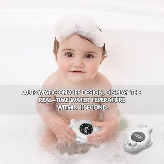 Baby Bath Thermometer Safety, Waterproof Bath Thermometer with Temperature Warning and Auto ON/Off