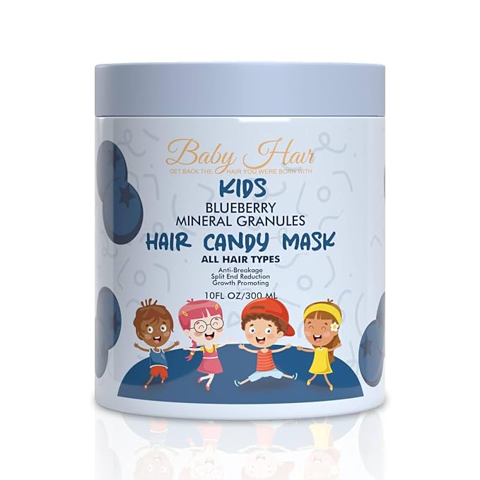 BABY HAIR Kids Blueberry Mineral Hair Candy Mask | Deep Conditioning Hair Mask for Kids | Moisturizes, Softens & Helps Detangle | Sulfate Free | 10 fl oz