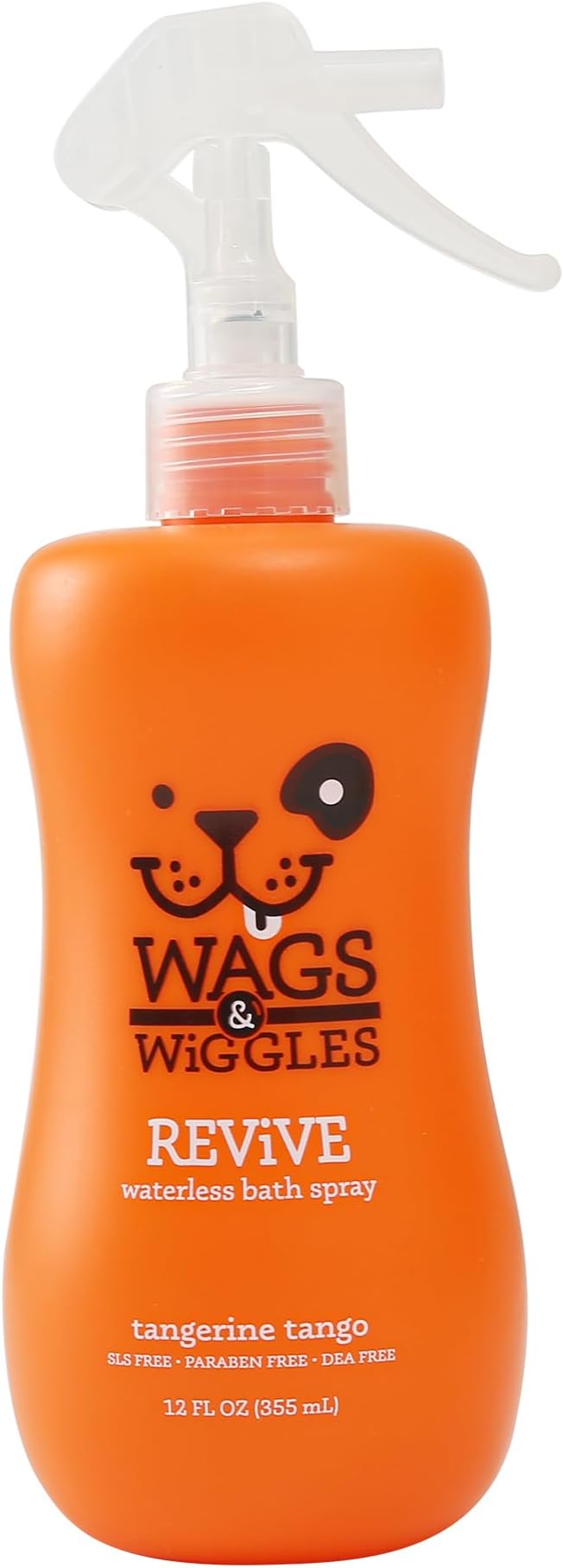 Wags & Wiggles Revive Waterless Bath Spray for Dogs, Tangerine Tango Scent, Dog Waterless Shampoo and Deodorizer for Smelly Dogs, pH Balanced, Paraben Free, 12 Fl Oz
