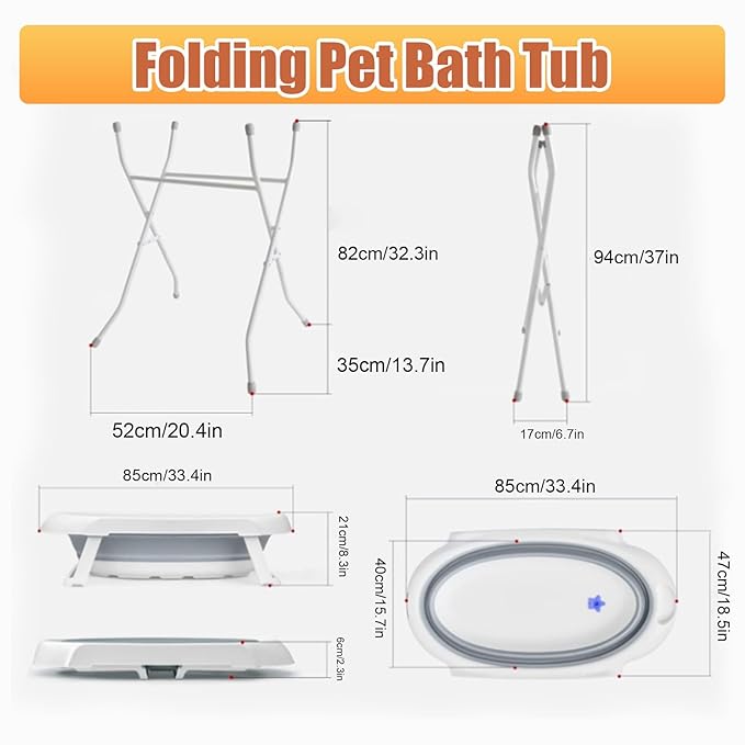 Portable Dog Bath | Bathing Station Pet Bathtub - Elevated Dog Bath, 2 in 1 Wash Station, Portable Bathtub, Pet Tub for Small Dogs, Cats, Pet Supplies