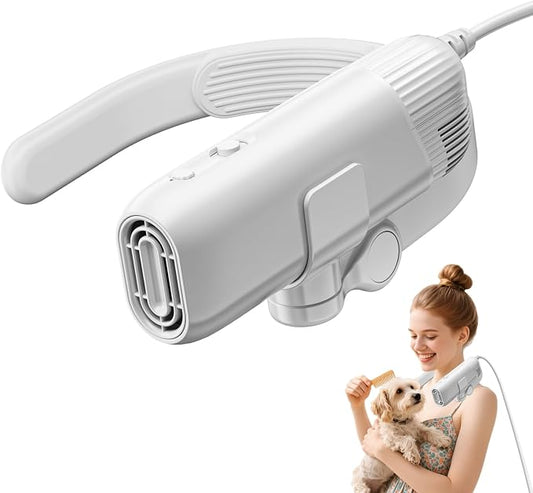 Hands-Free Dog Dryer for Pet Grooming, Adjustable Neck Hanger Pet Hair Dryer for Grooming Salon，Portable Pet Neck Dryer for Small Medium Dogs & Cats, Drying Quickly with Sturdy Bracket.(Gray)