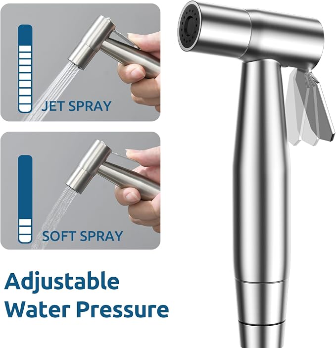 3 Packs Handheld Bidet Sprayer for Toilet with Adjustable Jet Spray for Toilet Bidet Cloth Diaper Sprayer Sets, Stainless Steel Bathroom Fixture Hardware Parts Bidet Faucets