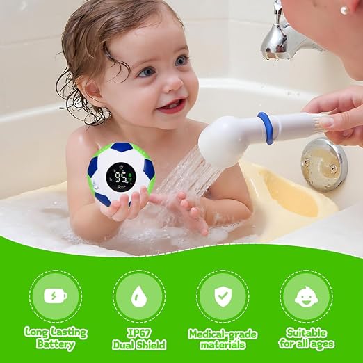Baby Bath Thermometer - Digital Floating Water Thermometer with LED Display & Color Temperature Alerts, Rechargeable Bath Toy for Infant Bathtub Safety, Newborn Bath Essentials Gift