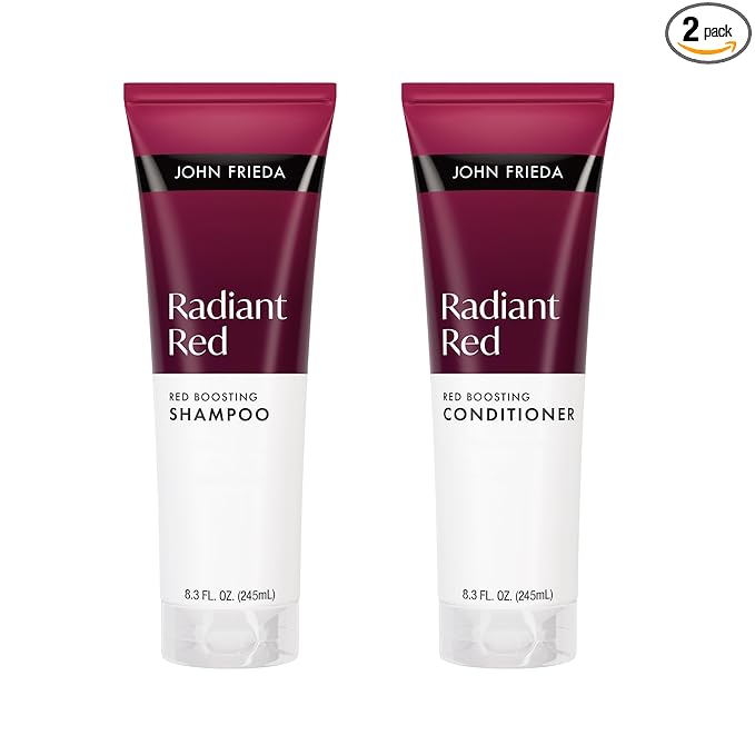 John Frieda Radiant Red Boosting Shampoo and Conditioner Bundle, Red Hair Shampoo and Conditioner, 8.3 Fl Oz, Pack of 2