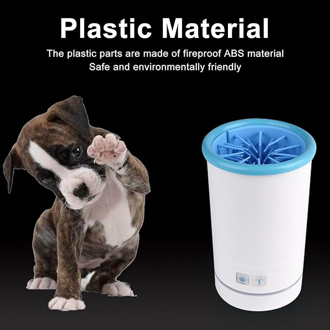 Portable Dog Cleaner, USB Rechargeable Electric Pet Foot Washer Cup for Small to Medium Dogs Cats, White Blue