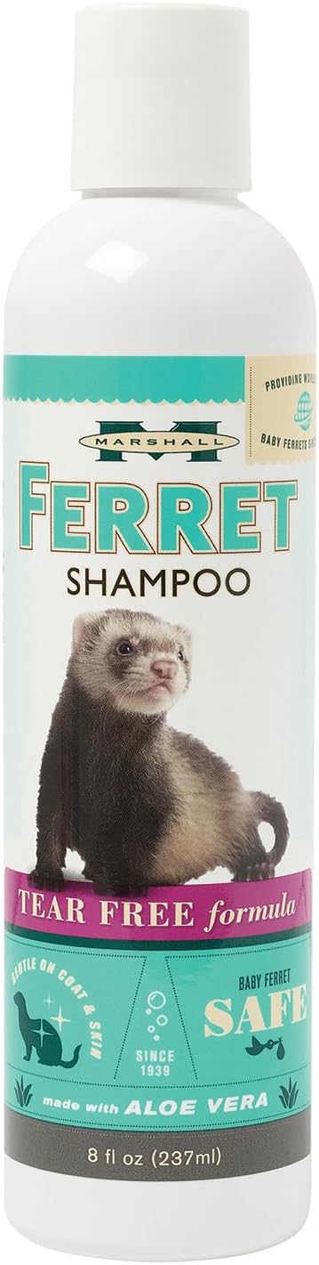 Marshall Ferret Shampoo No-Tears Formula – 8 fl. oz – Gentle Aloe Vera and Eucalyptus Blend – Baby-Safe, Soothing Cleanser – Leaves Ferrets Soft, Fresh, and Clean