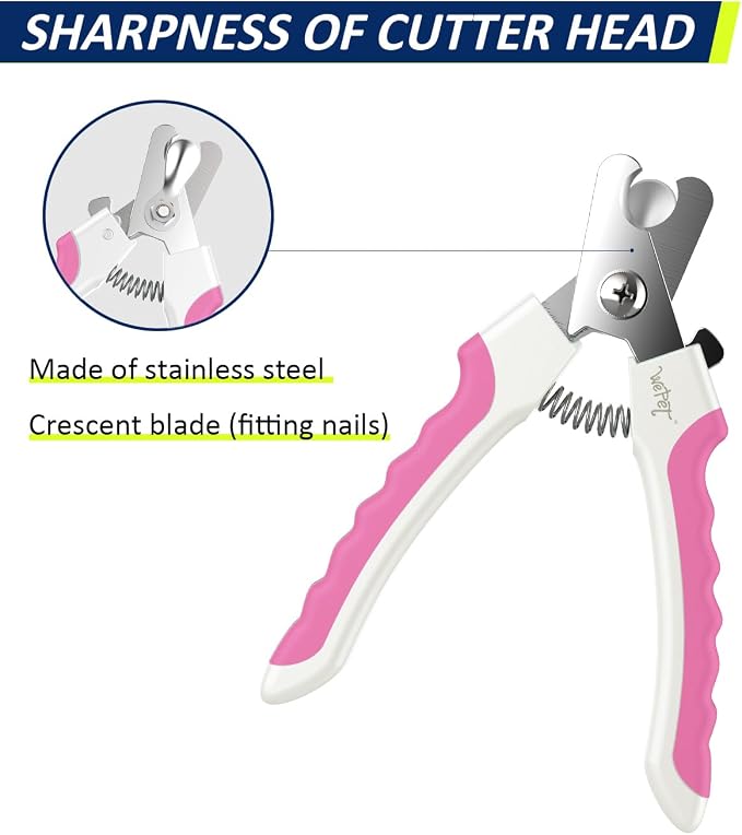 WePet Dog Nail Clippers U10.1, Dog Nail Trimmer Large Breed with Quick Sensor, Razor Sharp Blade Professional Pet Nail Clipper with Safety Guard and Nail File, Rose Pink