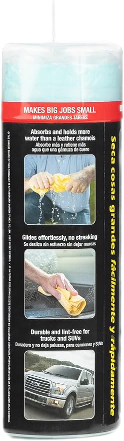 CleanTools the Absorber XL 18" x 29" - Synthetic Premium Drying Chamois Cloth for Cars and Trucks - Super Absorbent, Scratch-Free and Washable (Aqua)
