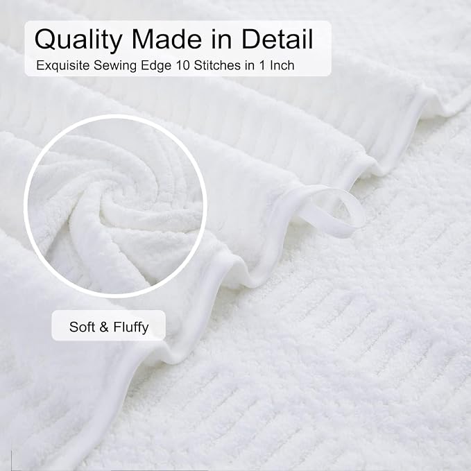 8 Pcs White Oversized Bath Towel Set-2 Extra Large Bath Sheets,2 Hand Towels,4 Washcloths Soft Bathroom Towels Highly Absorbent Quick Dry Beach Chair Towels Woven Towels for Hotel and Spa