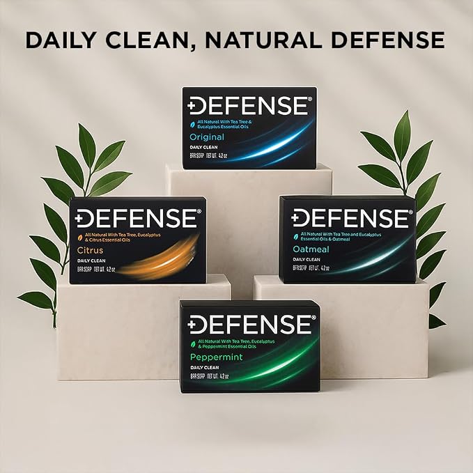 Defense Soap All Natural Original Bar Soap 3-Pack (Daily Clean) – Tea Tree & Eucalyptus Oil – Wrestling & Post Workout Hygiene for Athletes – 4.2 oz Each