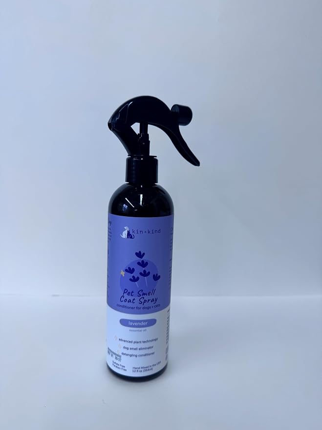 kin+kind Dog Deodorizing Spray - Safe, Natural, & Easy to Use Pet Odor Eliminator, Premium Cat/Dog Detangler Spray Formula Made w/Aloe, Dog Deodorizer for Smelly Dogs/Cats Made in the USA (12 fl oz)
