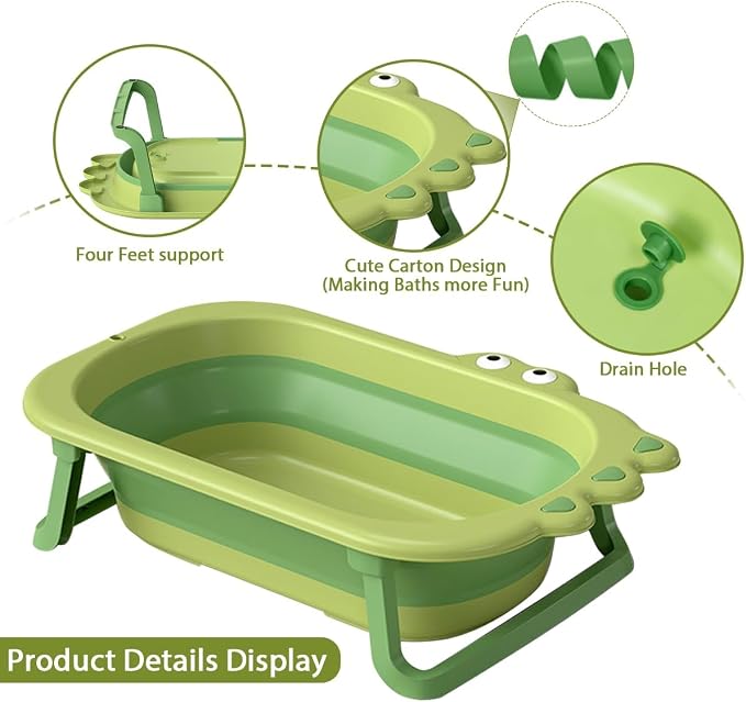 Dog Bath Tubs,31 inch Portable Folding Bathtub with Drainage Hole for Bathing/Shower,Dog Cat Swimming Pool Bathing Tub Washing Basin,Foldable Collapsible Pet Tub for Small Medium Pets-Green