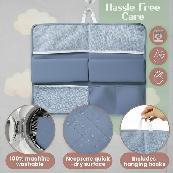 2inch XL Baby Bath Kneeler and Elbow Rest Pad Set + Hooded Towel - Embroidered Kneeling Pad for Bathing Baby - Dual-Layer Memory Foam Bathtub Kneeler and Elbow Rest Set