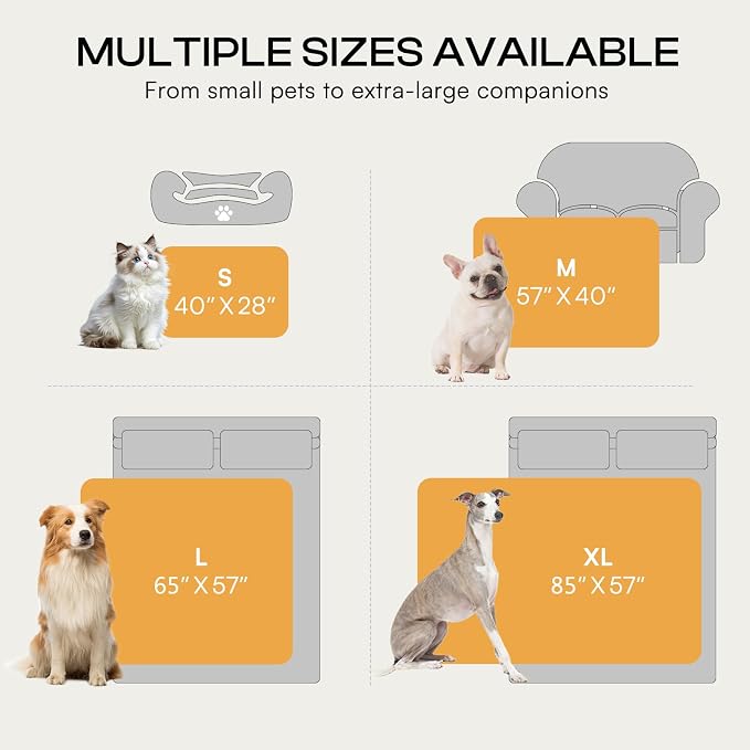 Luciphia Waterproof Dog Blanket for Large Dogs Ultra-Soft Calming Cut Pile Flannel Throw Durable & Warm Furniture Protection for Couch Bed Pet Blanket Machine Washable Soft White,L(65''x57'')