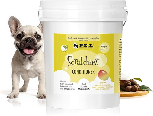 P.E.T. Scratchiez Soothing Oatmeal & Aloe Conditioner for Dogs & Cats — Commercial 5 Gallon Pail — Moisturizes, Softens & Helps Calm Itchy, Flaky Coats — Sulfate-Free, pH-Balanced, Hypoallergenic